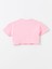 Lcw Kids Pembe Bisiklet Yaka Baskılı Kısa Kollu Kız Çocuk Crop Tişört 2
