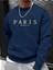 Erkek Petrol Mavi Paris Romantic City Baskılı Bisiklet Yaka Sweatshirt 2