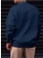 Erkek Petrol Mavi Paris Romantic City Baskılı Bisiklet Yaka Sweatshirt 3