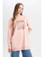 Kadın Regular Fit Bisiklet Yaka Parlak Baskılı Sweatshirt Kumaşı Sweatshirt Tunik D7573AX24WN 4