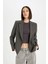 Oversize Geniş Kalıp Ceket Yaka Düğmeli Basic Düz Blazer Ceket D5869AX24AU 4