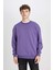 Mor Boxy Fit Bisiklet Yaka Baskılı Sweatshirt V5306AZ24AU 3