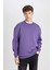 Mor Boxy Fit Bisiklet Yaka Baskılı Sweatshirt V5306AZ24AU 4
