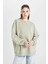 Oversize Geniş Kalıp Bisiklet Yaka Kalın Basic Düz Sweatshirt Y1346AZ24WN 3