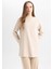Regular Fit Bisiklet Yaka Selanik Kumaş Uzun Kollu Basic Düz Tişört Tunik B3552AX24AU 1