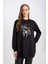 Regular Fit Bisiklet Yaka Çiçek Baskılı Sweatshirt Tunik D7571AX24WN 4