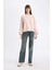 Oversize Fit Geniş Kalıp Bisiklet Yaka Basic Düz Kazak D0036AX24WN 2