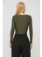 Kruvaze Yaka Uzun Kollu Vücuda Oturan Kadın Crop Bluz Body 2