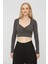 Kruvaze Yaka Uzun Kollu Vücuda Oturan Kadın Crop Bluz Body 3