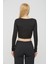 Kruvaze Yaka Uzun Kollu Vücuda Oturan Kadın Crop Bluz Body 3