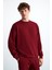 Tokyo Erkek Içi Polarlı Yumuşacık Arka Etiket Detaylı Bisiklet Yaka Oversize Kırmızı Sweatshirt 3