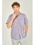 Erkek Desenli Tek Cepli Kısa Kollu %100 Pamuk Gömlek 3024 Mor 2