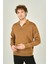 Erkek Polo Yaka Düğmeli Yün Kazak 6091023 Camel 1