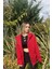 Kadın Kırmızı Kapüşonlu Fermuarlı Şardonlu Oversize Sweatshirt HZL24W-ZK146 4