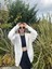 Kadın Beyaz Kapüşonlu Fermuarlı Şardonlu Oversize Sweatshirt HZL24W-ZK146 3