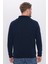 Unisex Relax Fit Rahat Kesim Fitilli Desenli Pamuklu Yarım Fermuarlı İndigo Dik Yaka Sweatshirt 5