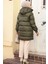 Kapşonlu Haki Tesettür Şişme Mont 80191HK 4