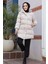 Kapşonlu Bej Tesettür Şişme Mont 80191BEJ 2