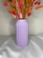 Lila Vazo Çizgili Vazo Dekoratif Vazo Çiçeklik Kuru Çiçek Vazo 2