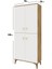 Simple SP4190 Çok Amaçlı Dolap 4 Kapaklı Mutfak Dolabı Balkon Dolabı Kiler Banyo Dolabı Ayakkabılık Ekru Ceviz 4