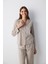Emma Striped Gri Gömlek Pantolon Pijama Takımı 2