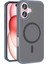iPhone 16 Plus Kılıf Magsafe Şarj Özellikli Mat Arka Yüzey Sio Kapak-Gri 1