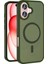 iPhone 16 Plus Kılıf Magsafe Şarj Özellikli Mat Arka Yüzey Sio Kapak-Koyu Yeşil 1