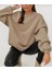 Kadın Bisiklet Yaka Içi Polarlı Kalın Sweatshirt-3 Iplik Şardonlu 1