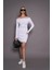 Kadın Kayık Yaka Kaşkorse Bodycon Elbise 22542 Beyaz 3