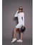 Kadın Kayık Yaka Kaşkorse Bodycon Elbise 22542 Beyaz 5