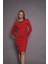 Kadın Kayık Yaka Kaşkorse Bodycon Elbise 22542 Kırmızı 1