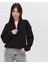 Oversize Yarım Farmuarlı Yakalı Basic Sweatshirt - Siyah 3