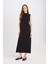 Regular Fit Yarım Balıkçı Yaka Basic Düz Kolsuz Maxi Elbise D4898AX24WN 2