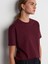 30312 Dekoratif Dikişli Bisiklet Yaka Tshirt-Bordo 1