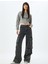 Crop Sweatshirt Kapüşonlu Fermuarlı Kolej Baskılı Korse Detaylı Şardonlu 2