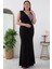 13356 Pul Detaylı V Yaka Uzun Elbise 4