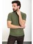 Çizgili Haki Slim Fit Yarım Balıkçı Yaka Erkek Triko T-Shirt 3