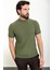 Çizgili Haki Slim Fit Yarım Balıkçı Yaka Erkek Triko T-Shirt 4