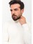 Desenli Ekru Rengi Slim Fit Tam Balıkçı Yaka Yün Erkek Kazak 2