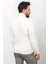 Desenli Ekru Rengi Slim Fit Tam Balıkçı Yaka Yün Erkek Kazak 4