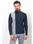 Parçalı Lacivert Renk Slim Fit Tam Balıkçı Yaka Yün Erkek Kazak 1