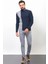 Parçalı Lacivert Renk Slim Fit Tam Balıkçı Yaka Yün Erkek Kazak 3