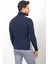 Parçalı Lacivert Renk Slim Fit Tam Balıkçı Yaka Yün Erkek Kazak 5