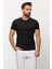 Duz Siyah Renk Slim Fit Bisiklet Yaka Basıc Erkek T-Shirt 1