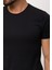 Duz Siyah Renk Slim Fit Bisiklet Yaka Basıc Erkek T-Shirt 2