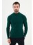 Düz Zümrüt Rengi Slim Fit Yarım Balıkçı Yaka Erkek Triko Kazak 1