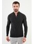 Dokulu Antrasit Slim Fit Fermuarlı Yarım Balıkçı Yaka Erkek Triko Kazak 1