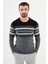 Desenli Antrasit Slim Fit Bisiklet Yaka Erkek Triko Kazak 1