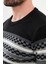 Desenli Antrasit Slim Fit Bisiklet Yaka Erkek Triko Kazak 2