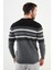 Desenli Antrasit Slim Fit Bisiklet Yaka Erkek Triko Kazak 3